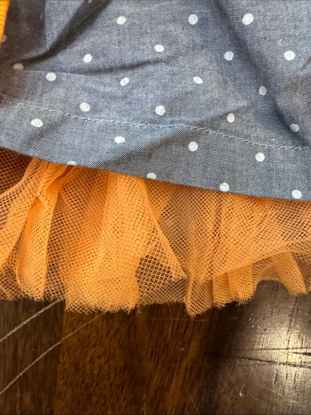Gymboree White Top with Blue Polka Dot Skirt and Orange Bloomers